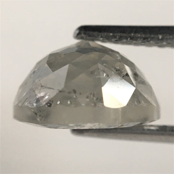 3.69 Ct Round Rose Cut Natural Diamond, 8.97 mm x 5.18 mm Fancy Grey Color Rose Cut Flat Base Natural Diamond SJ76-08