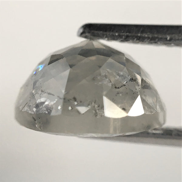 3.69 Ct Round Rose Cut Natural Diamond, 8.97 mm x 5.18 mm Fancy Grey Color Rose Cut Flat Base Natural Diamond SJ76-08