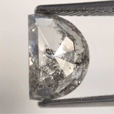 1.63 Ct Natural Loose Diamond Half moon Salt and Pepper 9.20 mm x 6.51 mm x 2.81 mm Flat-Base D-Shape Rose Cut Natural Loose Diamond SJ76-10