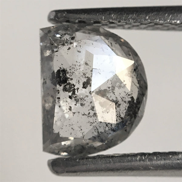 0.94 Ct Natural Loose Diamond Half moon Salt and Pepper 6.85 mm x 5.52 mm x 2.49 mm Flat-Base D-Shape Rose Cut Natural Loose Diamond SJ76-18