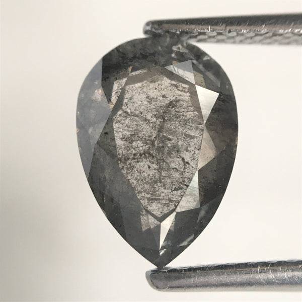 1.95 Ct Pear Shape natural loose diamond, salt and pepper diamond, 9.90 mm x 6.92 mm x 3.30 mm Full-cut pear shape natural diamond SJ76-23