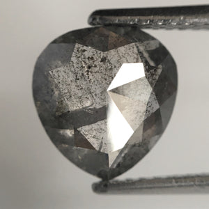 1.90 Ct Pear Shape natural loose diamond, salt and pepper diamond, 8.86 mm x 8.41 mm x 2.81 mm Rose-Cut pear shape natural diamond SJ76-24