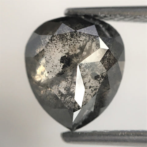 2.85 Ct Pear Shape natural loose diamond, salt and pepper diamond, 8.89 MM x 7.81 MM x 4.56 MM Full-cut pear shape natural diamond SJ76-25