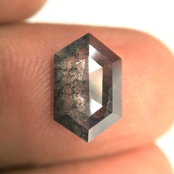 1.87 Ct Natural loose diamond Hexagon Shape Salt and Pepper, 11.19 mm x 7.03 mm x 2.56 mm Hexagonal shape natural diamond, SJ76-28