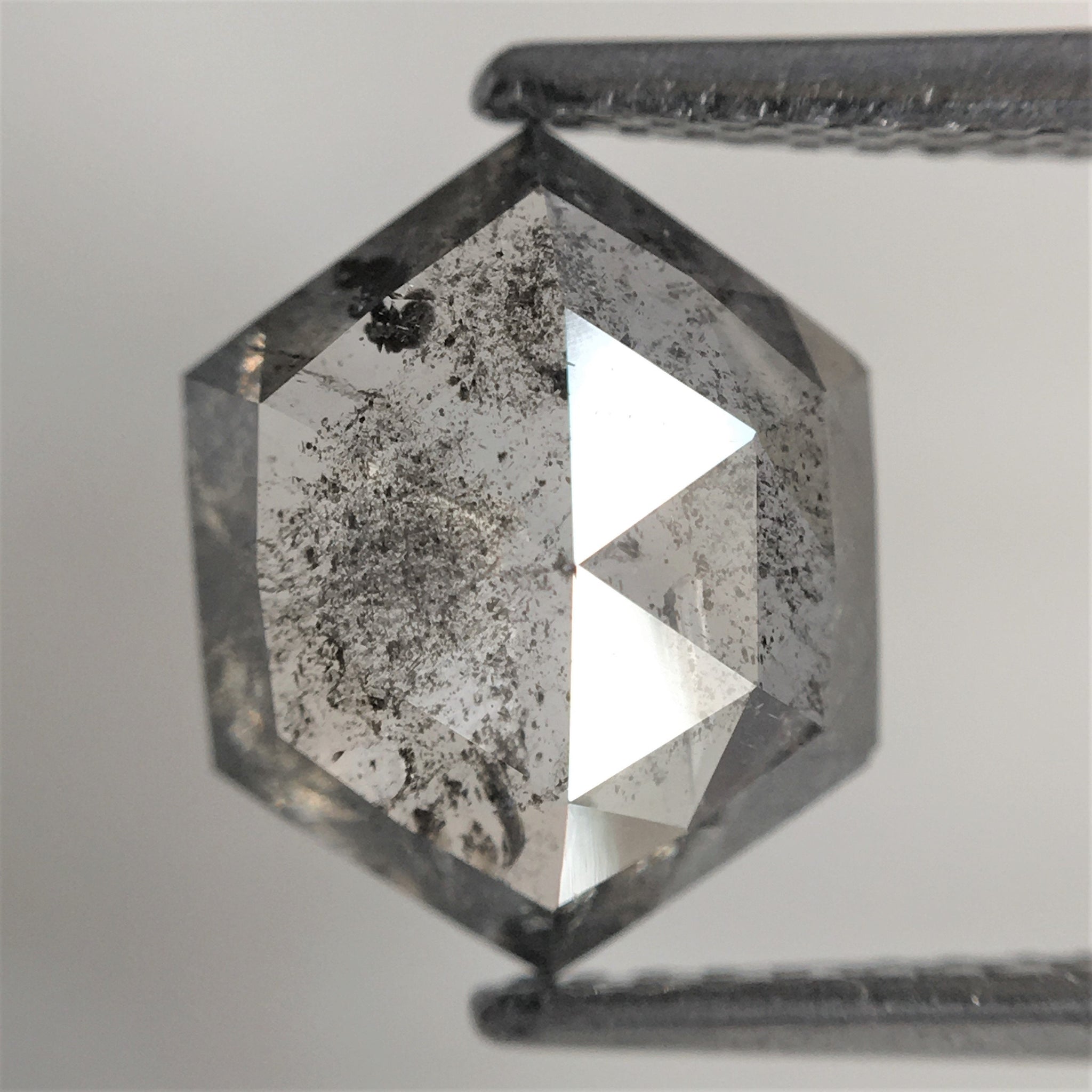 2.08 Ct Natural loose diamond Hexagon Shape Salt and Pepper, 10.16 mm x 8.15 mm x 3.01 mm Hexagonal shape natural diamond, SJ76-30