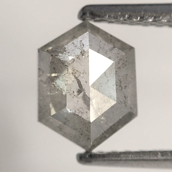 1.15 Ct Natural loose diamond Hexagon Shape Salt and Pepper, 7.51 mm x 5.66 mm x 2.92 mm Hexagonal shape natural diamond, SJ76-50