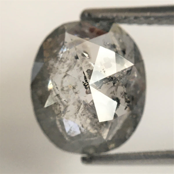 2.73 Ct Natural loose diamond Oval Shape Salt and Pepper, 10.35 mm x 8.88 mm x 3.66 mm Gray Rose-Cut Oval shape natural diamond, SJ76-58
