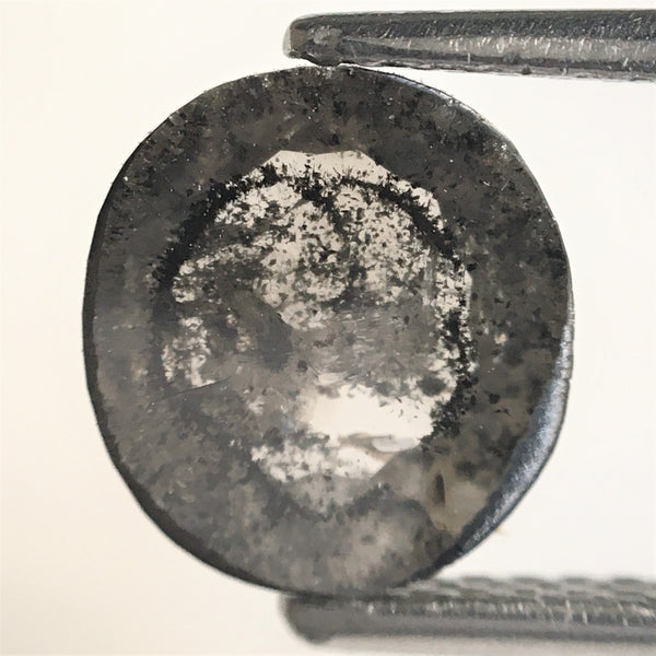 1.66 Ct Natural loose diamond Oval Shape Salt and Pepper, 8.21 mm x 7.53 mm x 3.02 mm Gray Rose-Cut Oval shape natural diamond, SJ76-76