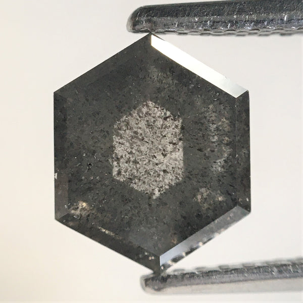 1.60 Ct Natural loose diamond Hexagon Shape Salt and Pepper, 8.28 mm x 6.75 mm x 3.28 mm Hexagonal shape natural diamond, SJ76-80