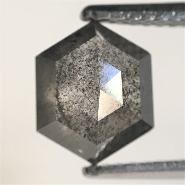 1.60 Ct Natural loose diamond Hexagon Shape Salt and Pepper, 8.28 mm x 6.75 mm x 3.28 mm Hexagonal shape natural diamond, SJ76-80