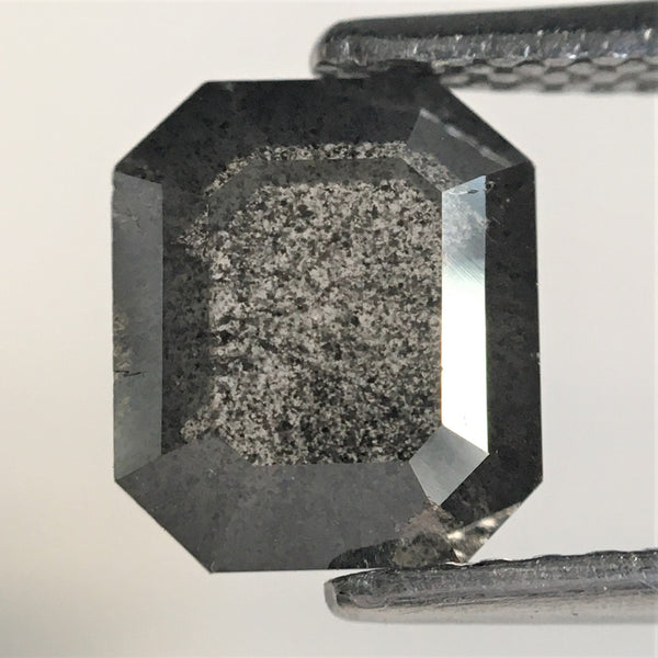 1.79 Ct Emerald Shape Salt and Pepper Natural Diamond, 7.78 mm x 6.71 mm x 3.24 mm Natural Loose Diamond, Emerald Cut Diamond, SJ76-81