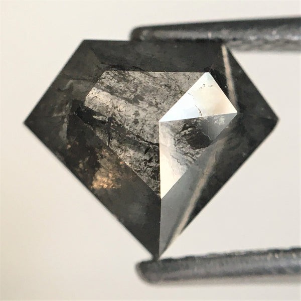 1.86 Ct Natural Loose Diamond Shield Shape Salt and Pepper, 7.58 mm x 9.00 mm x 3.63 mm Flat-Base Geometry Shape Natural Diamond SJ76-82