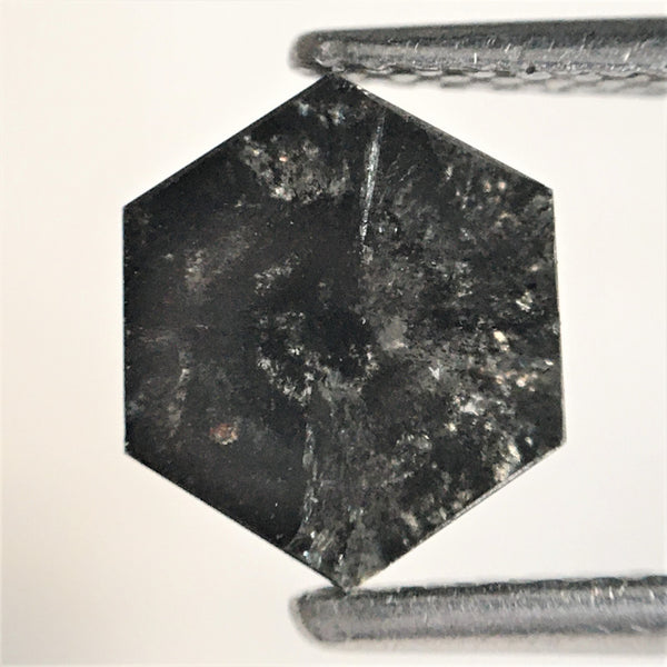 1.41 Ct Natural loose diamond Hexagon Shape Salt and Pepper, 7.88 mm x 6.67 mm x 3.21 mm Hexagonal shape natural diamond, SJ76-84