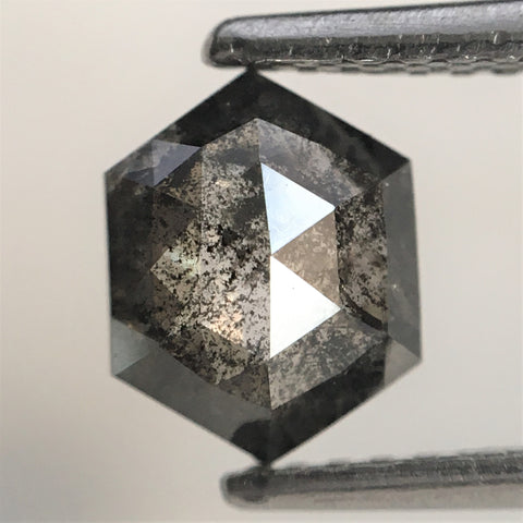 0.84 Ct Natural loose diamond Hexagon Shape Salt and Pepper, 7.34 mm x 5.75 mm x 2.39 mm Hexagonal shape natural diamond, SJ76-90