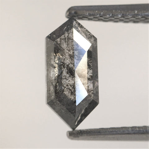 0.86 Ct Natural loose diamond Hexagon Shape Salt and Pepper, 8.50 mm x 4.01 mm x 2.59 mm Long Hexagonal shape natural diamond, SJ76-101
