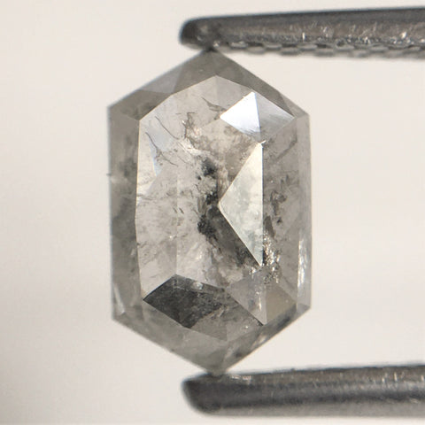 0.78 Ct Natural loose diamond Hexagon Shape Salt and Pepper, 7.49 mm x 4.57 mm x 2.21 mm Hexagonal shape natural diamond, SJ76-105