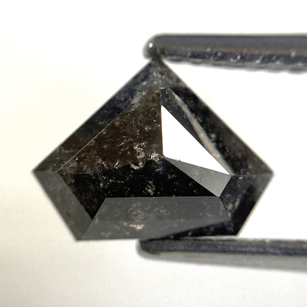 1.34 Ct Natural Loose Diamond Shield Shape Salt and Pepper, 6.36 x 8.57 x 3.36 mm Flat-Base Geometry Shape Natural Loose Diamond SJ87-37
