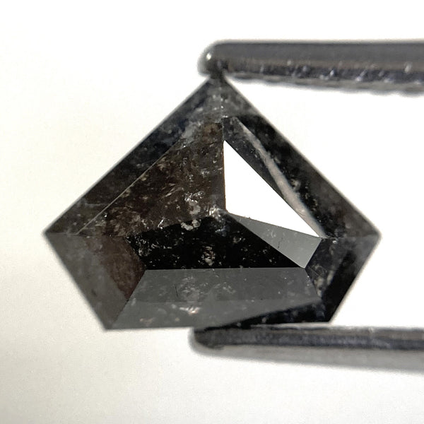 1.34 Ct Natural Loose Diamond Shield Shape Salt and Pepper, 6.36 x 8.57 x 3.36 mm Flat-Base Geometry Shape Natural Loose Diamond SJ87-37