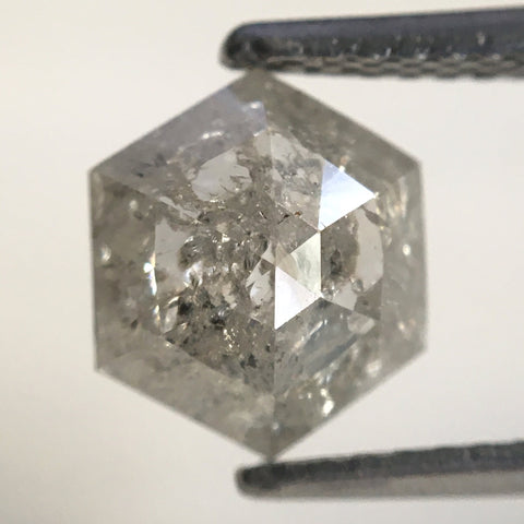 1.37 Ct Natural loose diamond Hexagon Shape Salt and Pepper, 8.09 mm x 7.02 mm x 3.14 mm Hexagonal shape natural diamond, SJ76-139