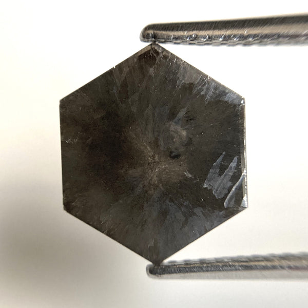 3.18 Ct Natural Loose Diamond Hexagonal Shape Salt and Pepper, 11.02 x 9.89 x 3.82 mm Flat-Base Geometry Shape Natural Loose Diamond SJ87-41