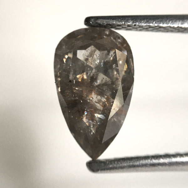 1.97 Ct Pear Shape natural loose diamond, salt and pepper diamond, 9.91x6.00x4.11 mm Full Rose-cut pear shape natural diamond SJ76-145