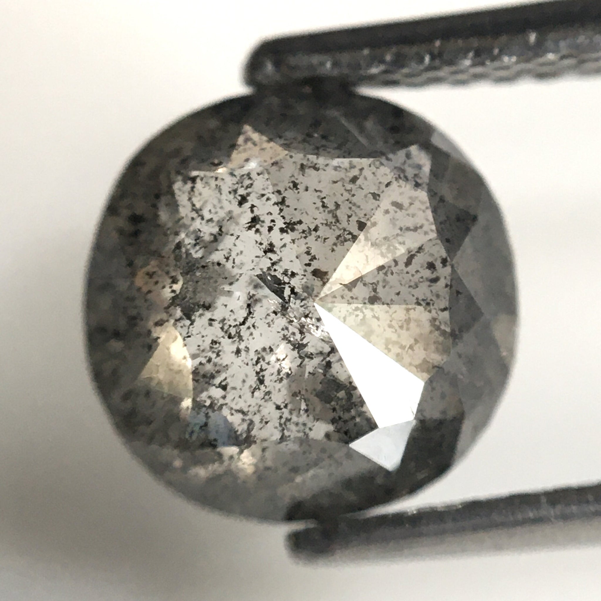 1.91 Ct Cushion shape salt and pepper natural diamond, 7.80 mm x 7.79 mm x 3.40 mm Cushion Shape rose cut grey & black diamond SJ76-147