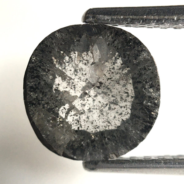 1.91 Ct Cushion shape salt and pepper natural diamond, 7.80 mm x 7.79 mm x 3.40 mm Cushion Shape rose cut grey & black diamond SJ76-147