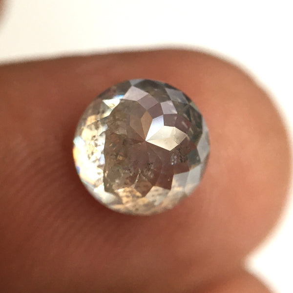 2.06 Ct Round Rose Cut Natural Diamond, 7.36 mm x 4.47 mm Fancy Grey Color Rose Cut Flat Base Natural Diamond SJ76-152