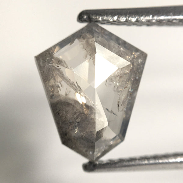 1.71 Ct Natural Loose Diamond Shield Shape Salt and Pepper, 10.38 mm x 8.36 mm x 2.59 mm Flat-Base Geometry Shape Natural Diamond SJ76-154