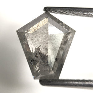 1.60 Ct Natural Loose Diamond Shield Shape Salt and Pepper, 9.33 mm x 8.24 mm x 2.90 mm Flat-Base Geometry Shape Natural Diamond SJ76-155
