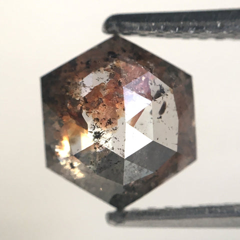 1.36 Ct Natural loose diamond Hexagon Shape Salt and Pepper, 8.21 mm x 7.15 mm x 2.83 mm Hexagonal shape natural diamond, SJ76-161