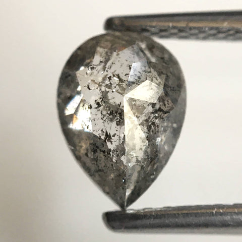 0.82 Ct Pear Shape natural loose diamond, salt and pepper diamond, 7.32 mm x 5.44 mm x 2.59 mm Rose-cut pear shape natural diamond SJ76-173