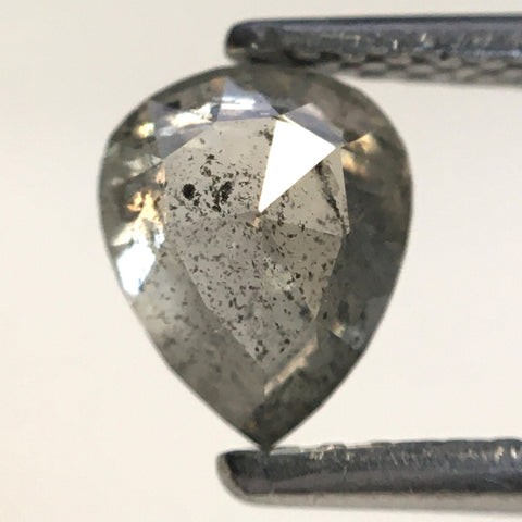 0.88 Ct Pear Shape natural loose diamond, salt and pepper diamond, 6.56 mm x 5.38 mm x 3.35 mm Rose-cut pear shape natural diamond SJ76-179