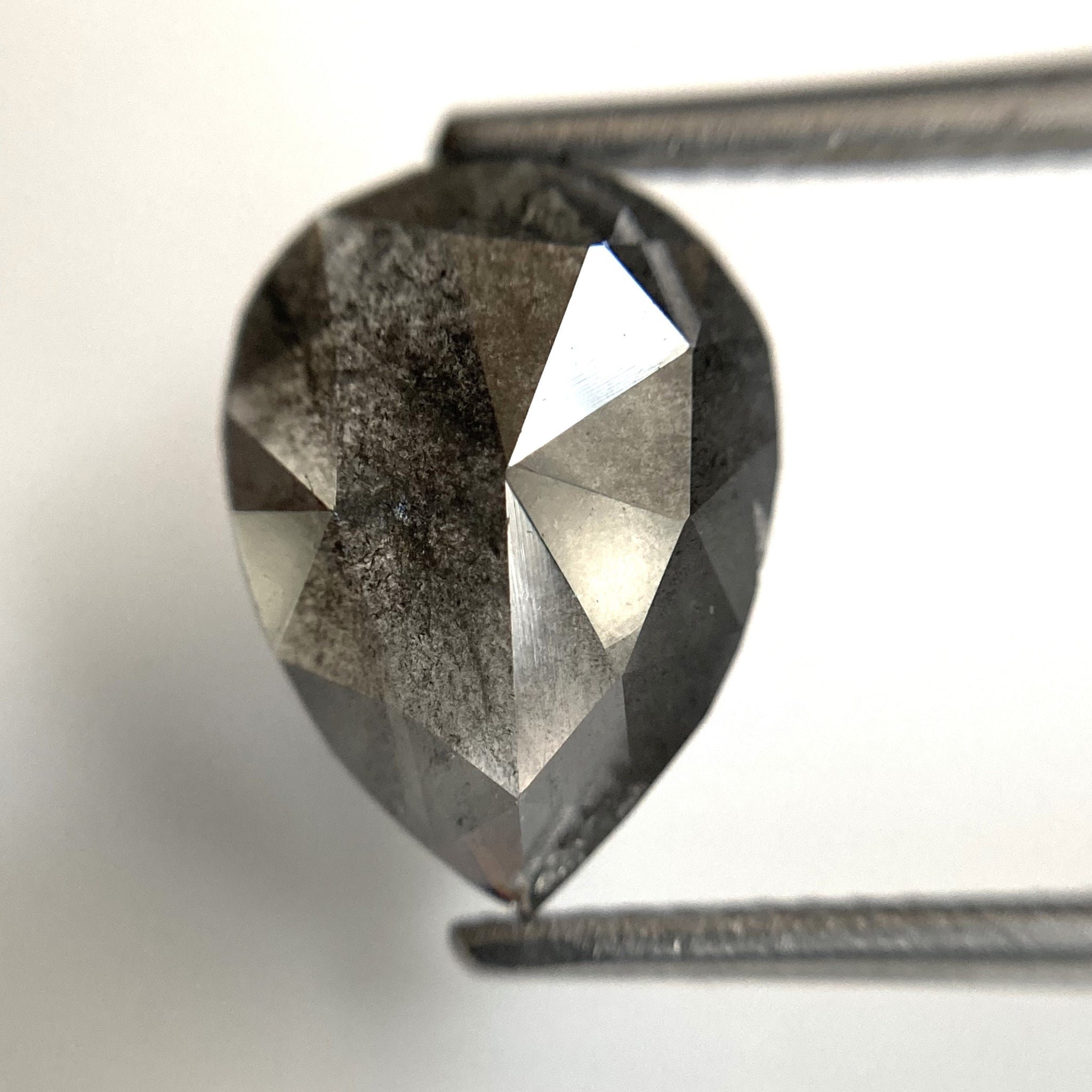 2.53 Ct Pear Shape natural loose diamond, salt and pepper diamond, 11.88 mm x 8.82 mm x 3.08 mm Flat-Base pear shape natural diamond SJ87-47