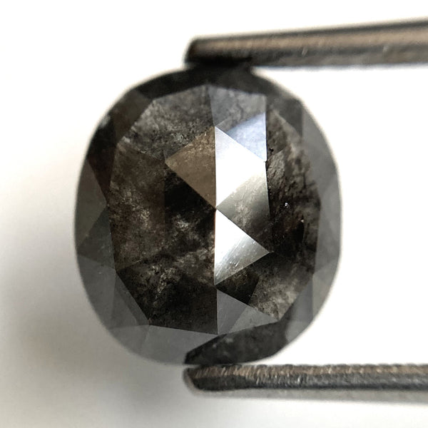 2.56 Ct Natural loose diamond Oval Shape Salt and Pepper, 9.56 mm x 8.51 mm x 3.56 mm Rose-Cut Oval shape natural loose diamond SJ87-50