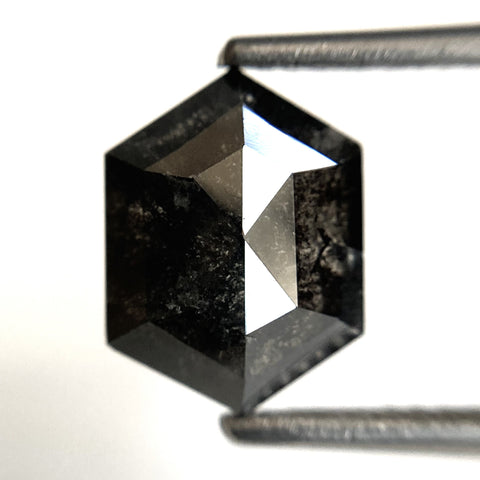 2.50 Ct Natural Loose Diamond Hexagon Shape Salt and Pepper, 9.87 mm x 7.40 mm x 3.64 mm Flat-Base Hexagonal shape Natural Diamond SJ87-54