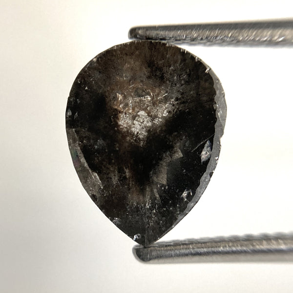 2.39 Ct Pear Shape natural loose diamond, salt and pepper diamond, 10.61 mm x 8.27 mm x 3.27 mm Flat-Base pear shape natural diamond SJ87-58
