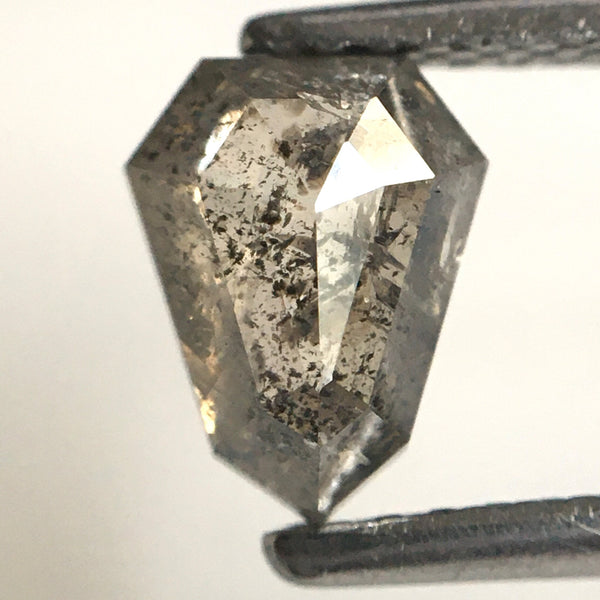 0.94 Ct Natural Loose Diamond Shield Shape Salt and Pepper, 7.06 mm x 5.49 mm x 2.95 mm Flat-Base Geometry Shape Natural Diamond SJ76-185