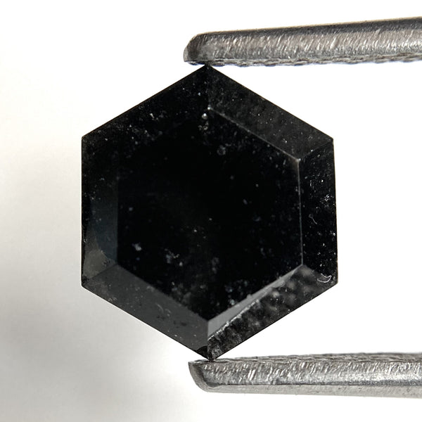 1.82 Ct Natural Loose Diamond Hexagon Shape Black Salt and Pepper, 8.53 x 7.42 x 3.47 mm Flat-Base Hexagon shape Natural Diamond SJ87-66