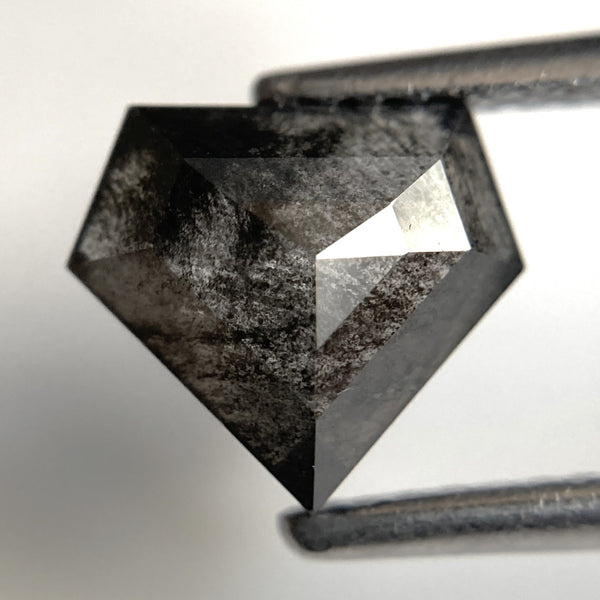 1.44 Ct Natural Loose Diamond Shield Shape Salt and Pepper, 7.08 mm x 7.94 mm x 3.17 mm Flat-Base Geometry Shape Natural Diamond SJ87-74