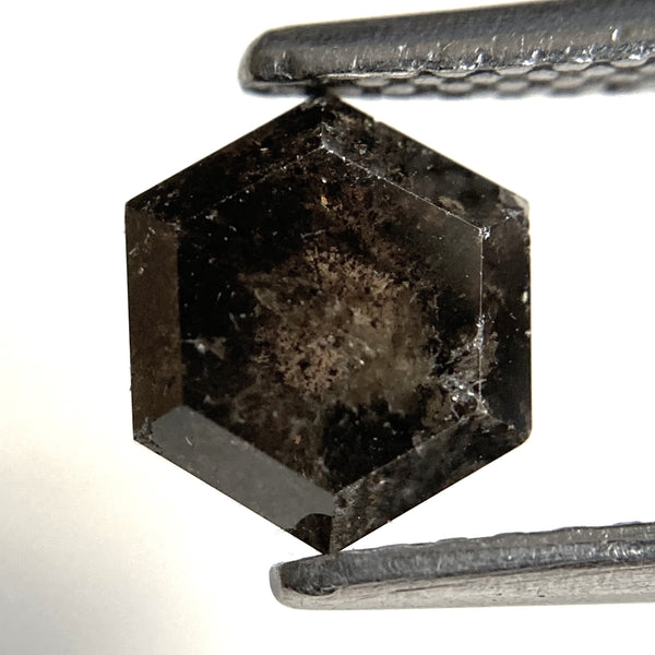 1.42 Ct Natural Loose Diamond Hexagon Shape Salt and Pepper, 6.60 mm x 5.85 mm x 4.11 mm Dark color Hexagonal shape Natural Diamond SJ87-78