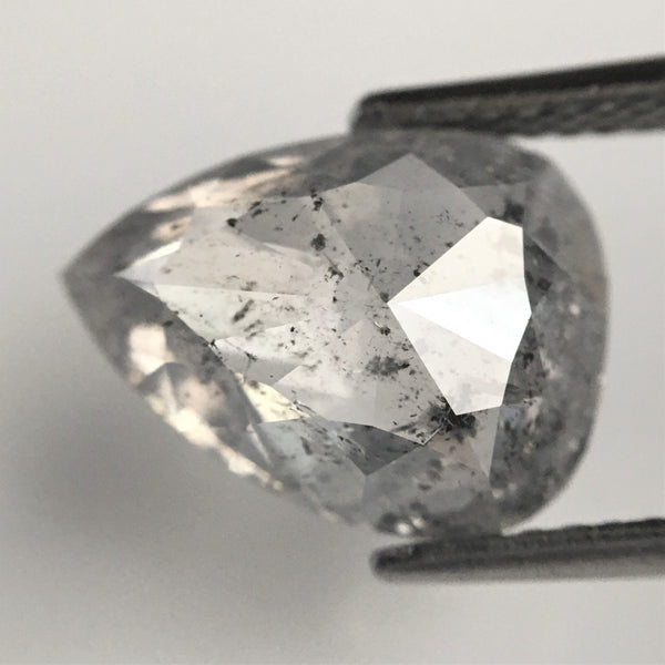 3.32 Ct Pear Shape natural loose diamond, salt and pepper diamond, 11.73 mm x 8.77 mm x 3.96 mm Flat-base pear shape natural diamond SJ76-03