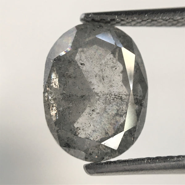 3.79 Ct Natural loose diamond Oval Shape Salt and Pepper, 10.76 mm x 8.14 mm x 4.77 mm Gray Rose-Cut Oval shape natural diamond, SJ76-07
