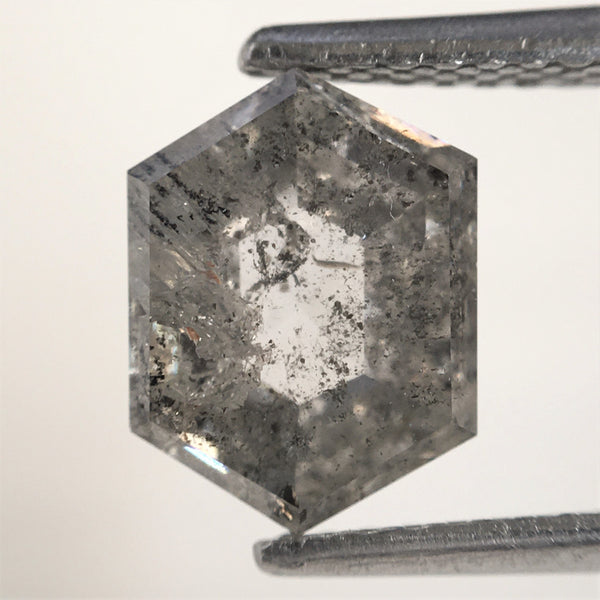 1.94 Ct Natural loose diamond Hexagon Shape Salt and Pepper, 8.68 mm x 6.47 mm x 3.54 mm Hexagonal shape natural diamond, SJ76-13