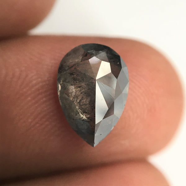 1.95 Ct Pear Shape natural loose diamond, salt and pepper diamond, 9.90 mm x 6.92 mm x 3.30 mm Full-cut pear shape natural diamond SJ76-23