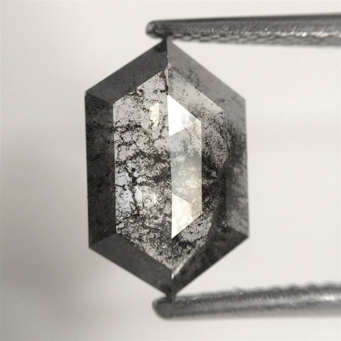 1.87 Ct Natural loose diamond Hexagon Shape Salt and Pepper, 11.19 mm x 7.03 mm x 2.56 mm Hexagonal shape natural diamond, SJ76-28