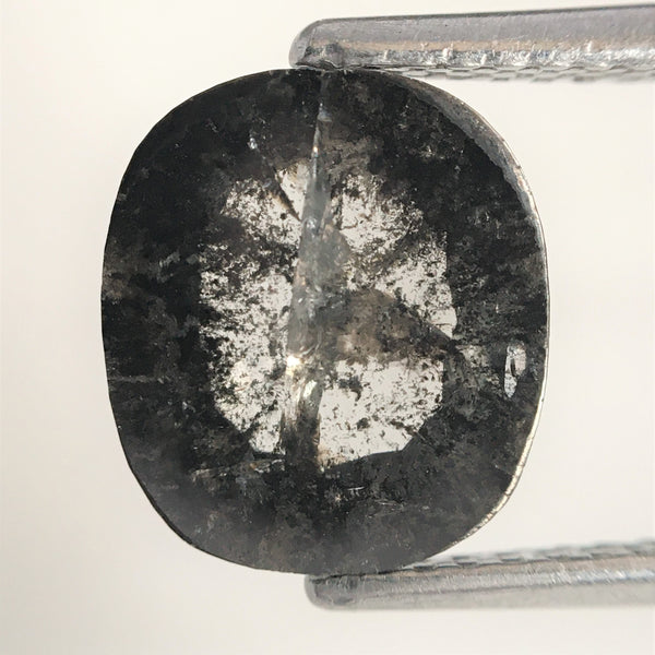 2.11 Ct Natural loose diamond Oval Shape Salt and Pepper, 9.11 mm x 8.07 mm x 3.06 mm Rose-Cut Oval shape natural diamond, SJ76-33