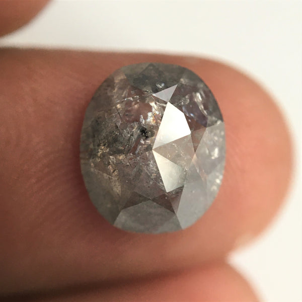 2.72 Ct Natural loose diamond Oval Shape Salt and Pepper, 10.31 mm x 8.80 mm x 3.70 mm Gray Rose-Cut Oval shape natural diamond, SJ76-57