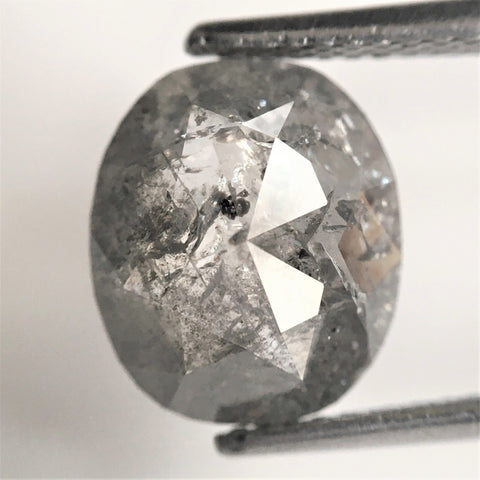 2.72 Ct Natural loose diamond Oval Shape Salt and Pepper, 10.31 mm x 8.80 mm x 3.70 mm Gray Rose-Cut Oval shape natural diamond, SJ76-57