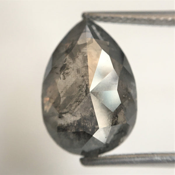 6.00 Ct Pear Shape natural loose diamond, salt and pepper diamond, 14.13 mm x 9.65 mm x 5.33 mm Full-cut pear shape natural diamond SJ76-64